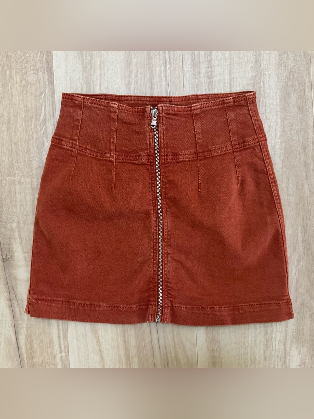We The Free Rust Zip-Front Mini Skirt